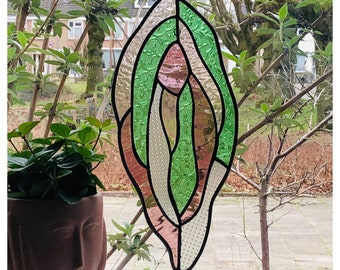 Stained glass window, vulva, "Cherry Blossom Girl"