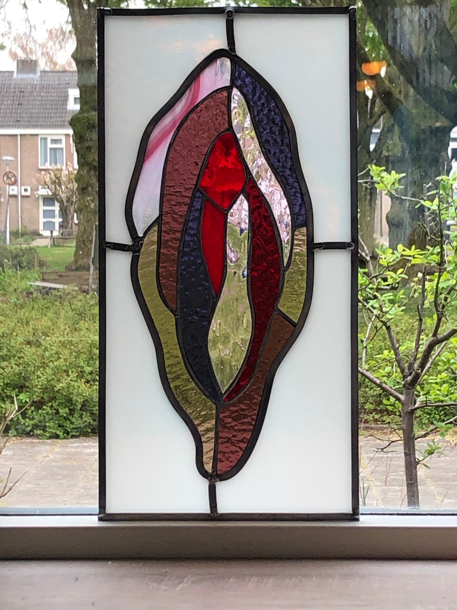 Stained glass vulva red/white glass yoni Etsy