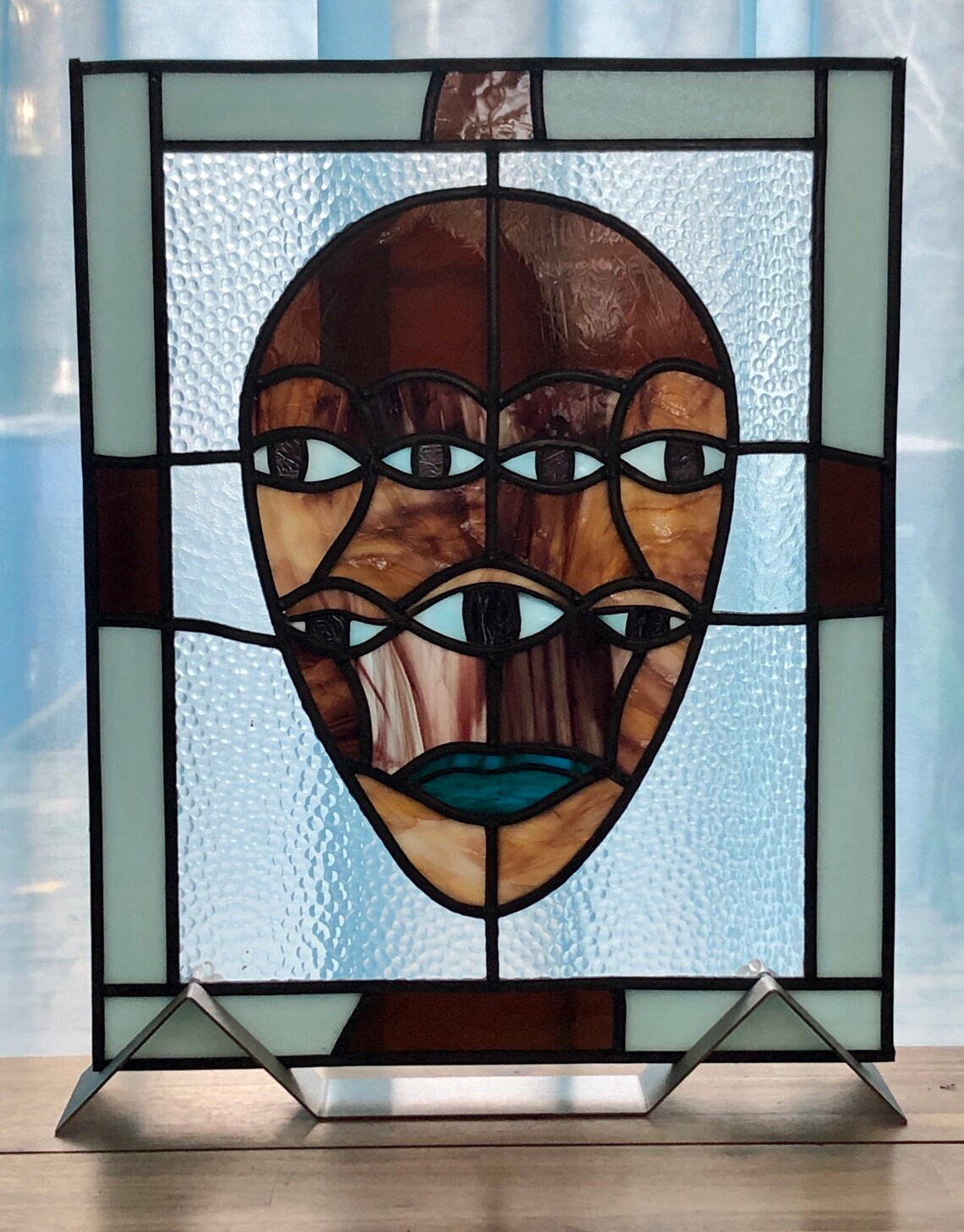 Stained Glass Window Mask Modern Face Glass Art Etsy