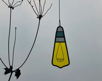 stained glass, light bulb, yellow