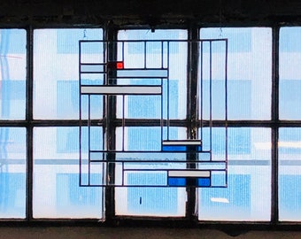 On order! stained glass window modern. Mondrian