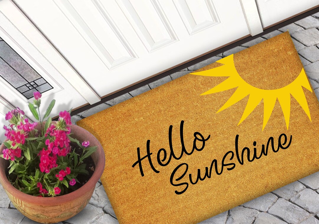 Hello Sunshine Coir Doormat Spring Doormat Summer Porch Etsy