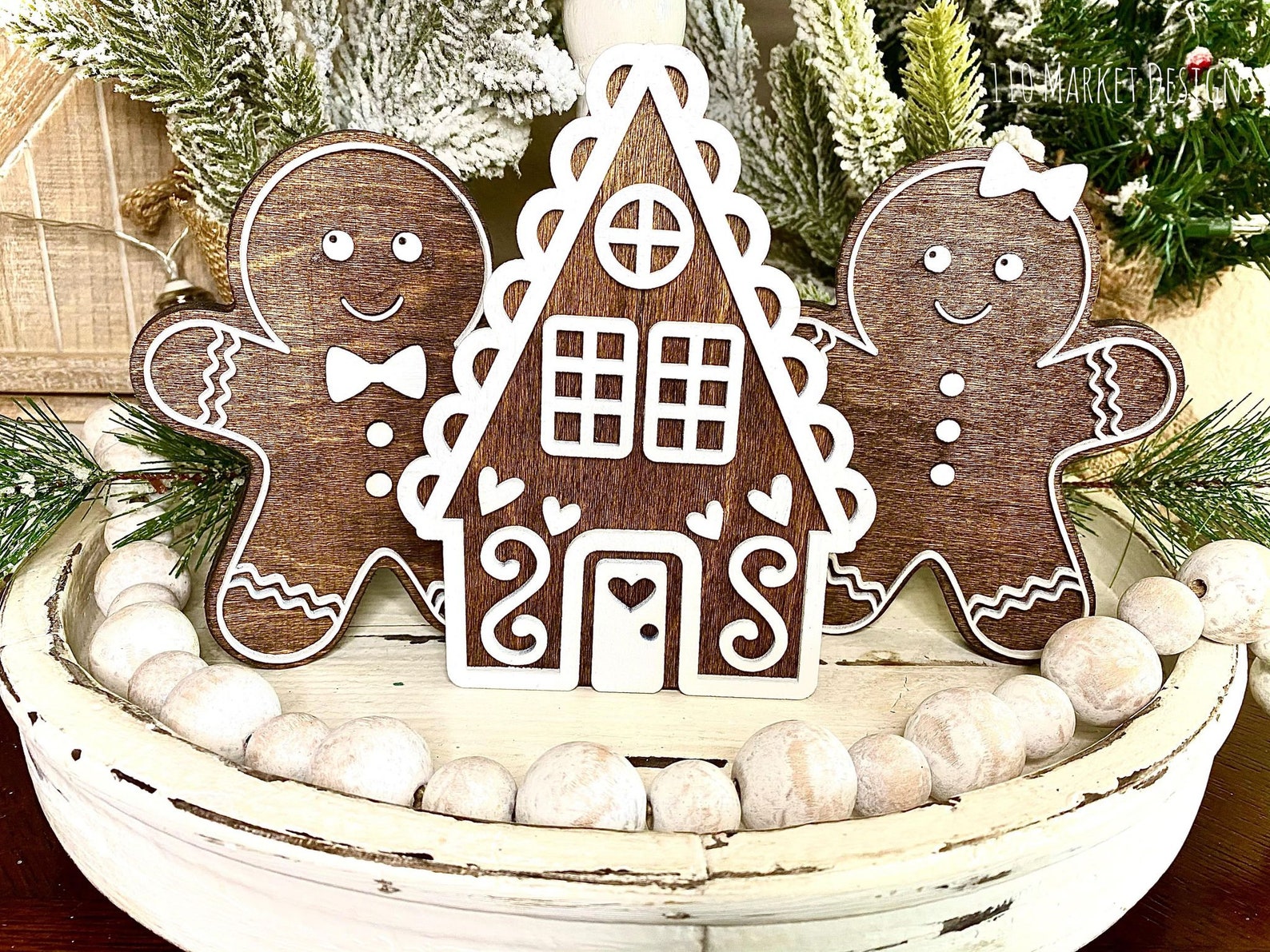 Gingerbread Man Gingerbread House Gumdrop Signs Tiered Tray Etsy