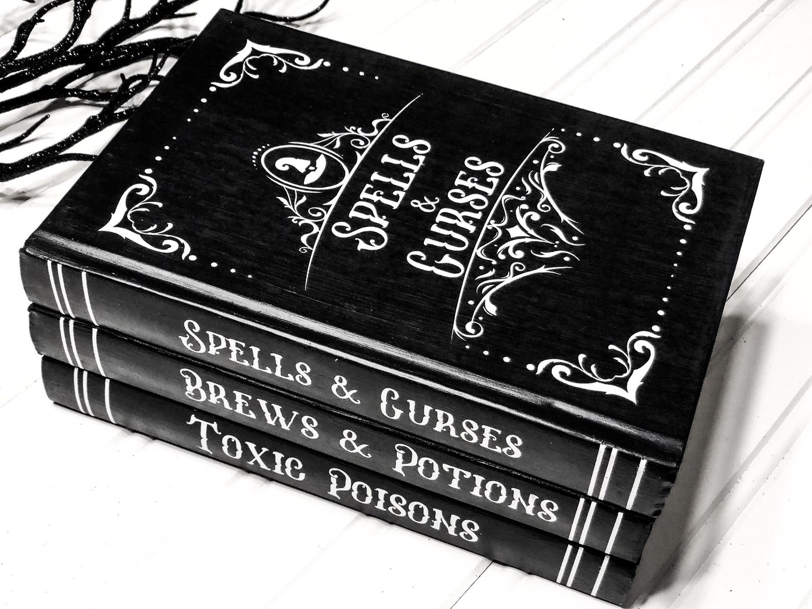 Witch Book stack Witch Decor Painted Books Halloween | Etsy