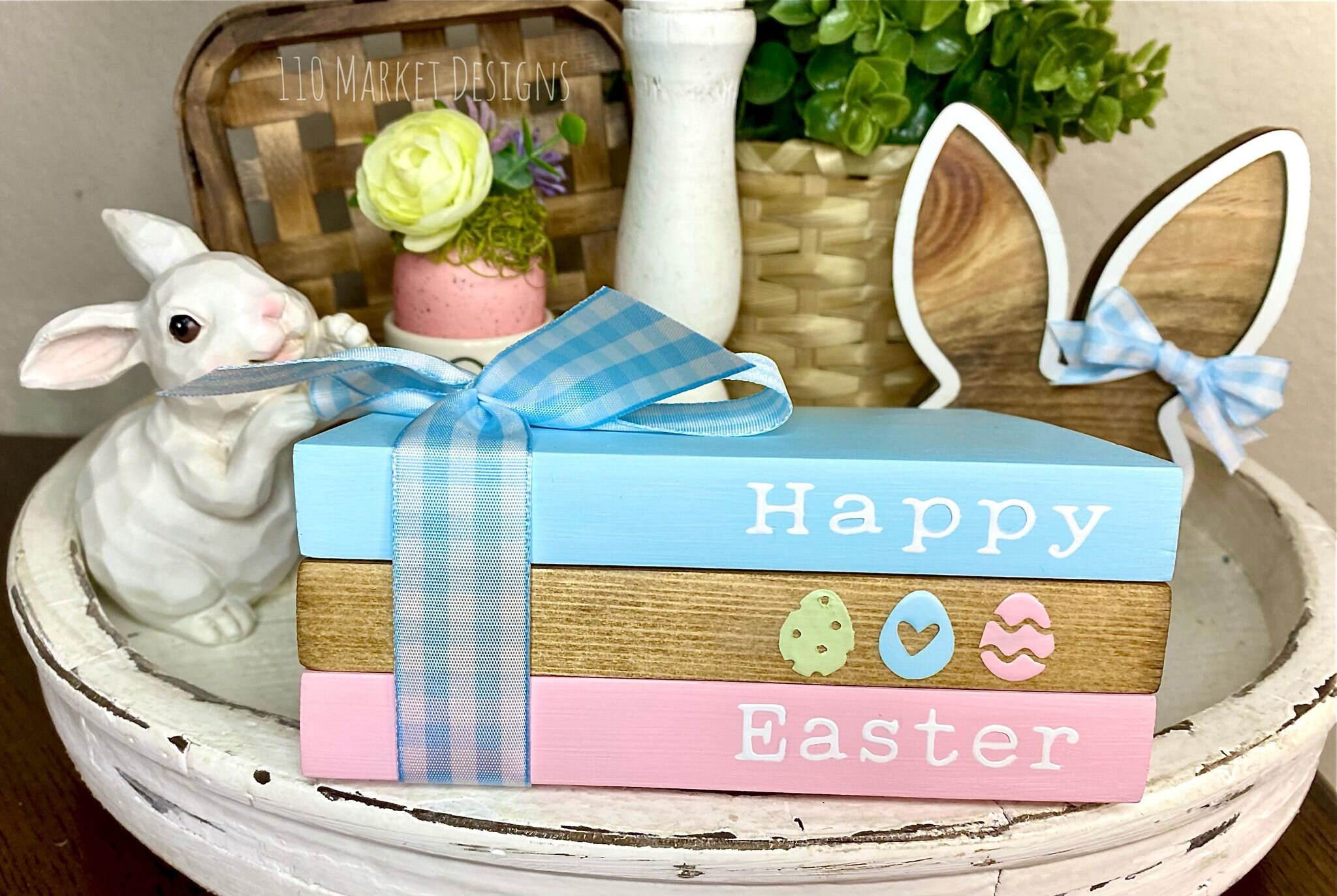 Happy Easter Books Easter Decor Easter Wooden Books Book Etsy Schweiz