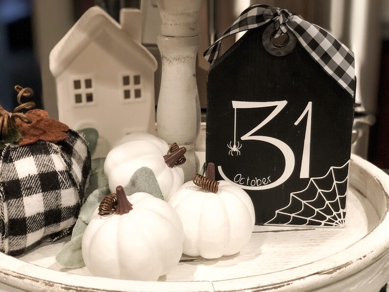 October 31 Halloween Wood Tag Home Decor Farmhouse Etsy