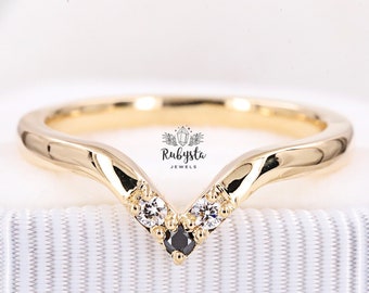White Diamond ring | Black diamond ring | Stacking round diamond wedding band | stack ring | diamond ring | black diamond stacking ring