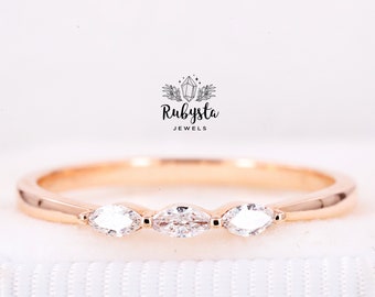 Clear dainty marquise diamond ring layering dainty ring trendy rings aesthetic ring rings for women couple rings -Rubysta