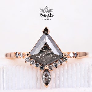 Natural rustic diamond ring Custom ring Affordable engagement ring Handmade ring Anniversary ring Fine jewelry Elegant kite cut ring