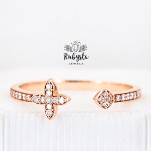 Eternity clear diamond ring engagement ring minimalist ring bridesmaid gift gift for her mood rings T-shaped ring  - Rubysta