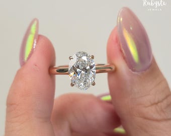 Anillo de compromiso de 2 ct con diamantes cultivados en laboratorio: solitario E/VVS2, oro ético