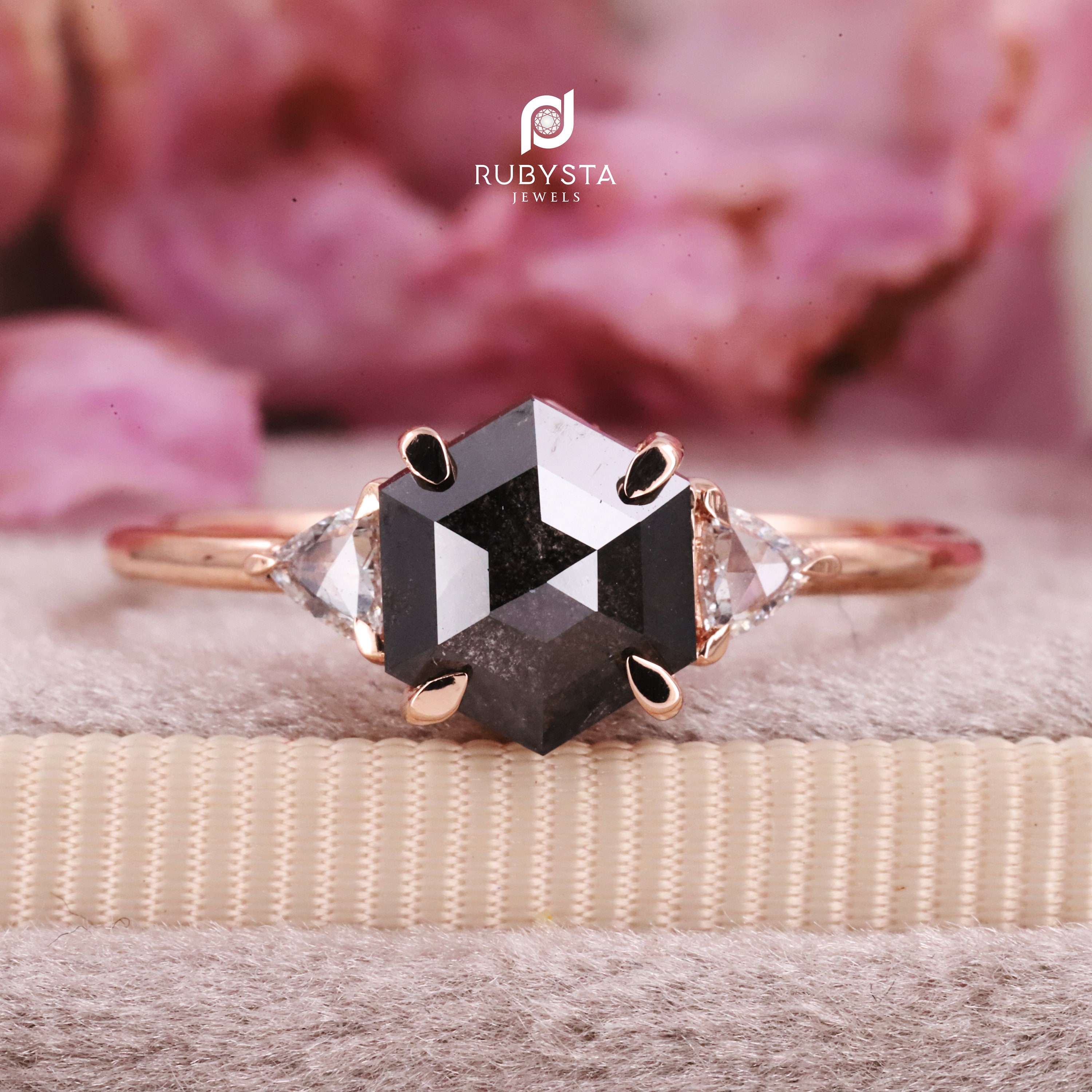 Reserved 14k Salt and Pepper Diamond Ring Engagement Ring Etsy