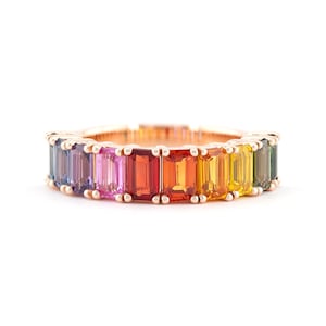 Rainbow Sapphire wedding ring, Sapphire engagement ring, ring for her Gifts for Birthdays, Anniversaries, Baby Shower, and Special Occasions