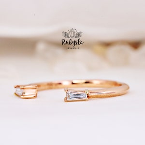 Baguette diamond stacking band clear diamond ring couple rings rings for women eternity ring mood rings sleek ring image 6