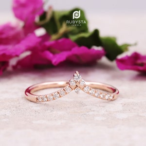Stacking Ring | Stackable Ring| Pear Diamond Stacking Ring| 14k Kite Gold Ring| Natural Diamond Ring| white Diamond Ring| Curve Band diamond