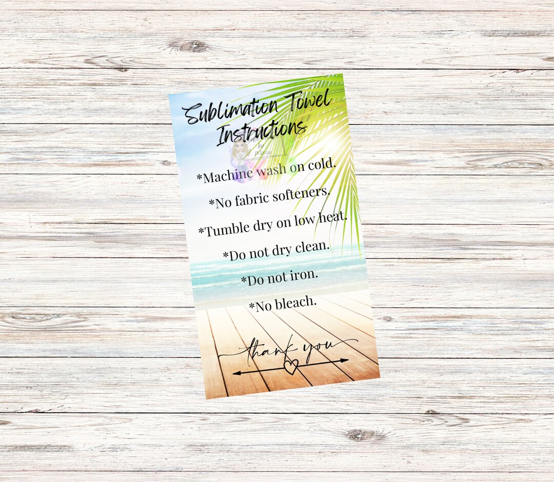 Towel Washing Instructions Card,towel,clothing Care Instructions,small