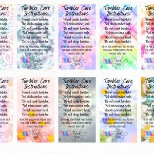 Tumbler Care Instructions, Tumbler Cards, Sublimation Tumbler Care Cards, Care Cards 1-50