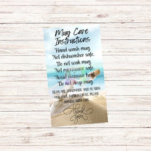 Mug Care Instructions INSTANT DOWNLOAD, Ready to print, Printable Cup Care Card, Washing Instructions, mug care ,Small Business Supplies