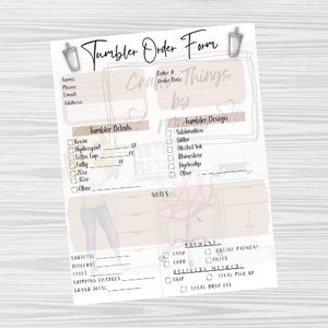 Tumbler Order Form | Digital Tumbler Order Form | Printable Tumbler Order Form