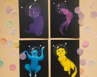 Postcards Animals in space - limited EDITION