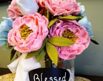 Felt Peony Bouquet, Mother's Day Floral Gift, Home Accent