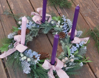 Advent Wreath, Catholic, Christmas, Evergreen, Table Top centerpiece, Christmas decor, Classic Rustic Dining Table Accent