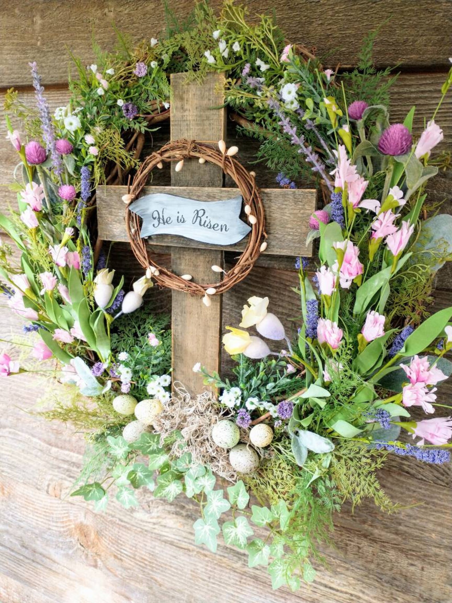 Easter Cross wreath Religious wreath Catholic Christian | Etsy