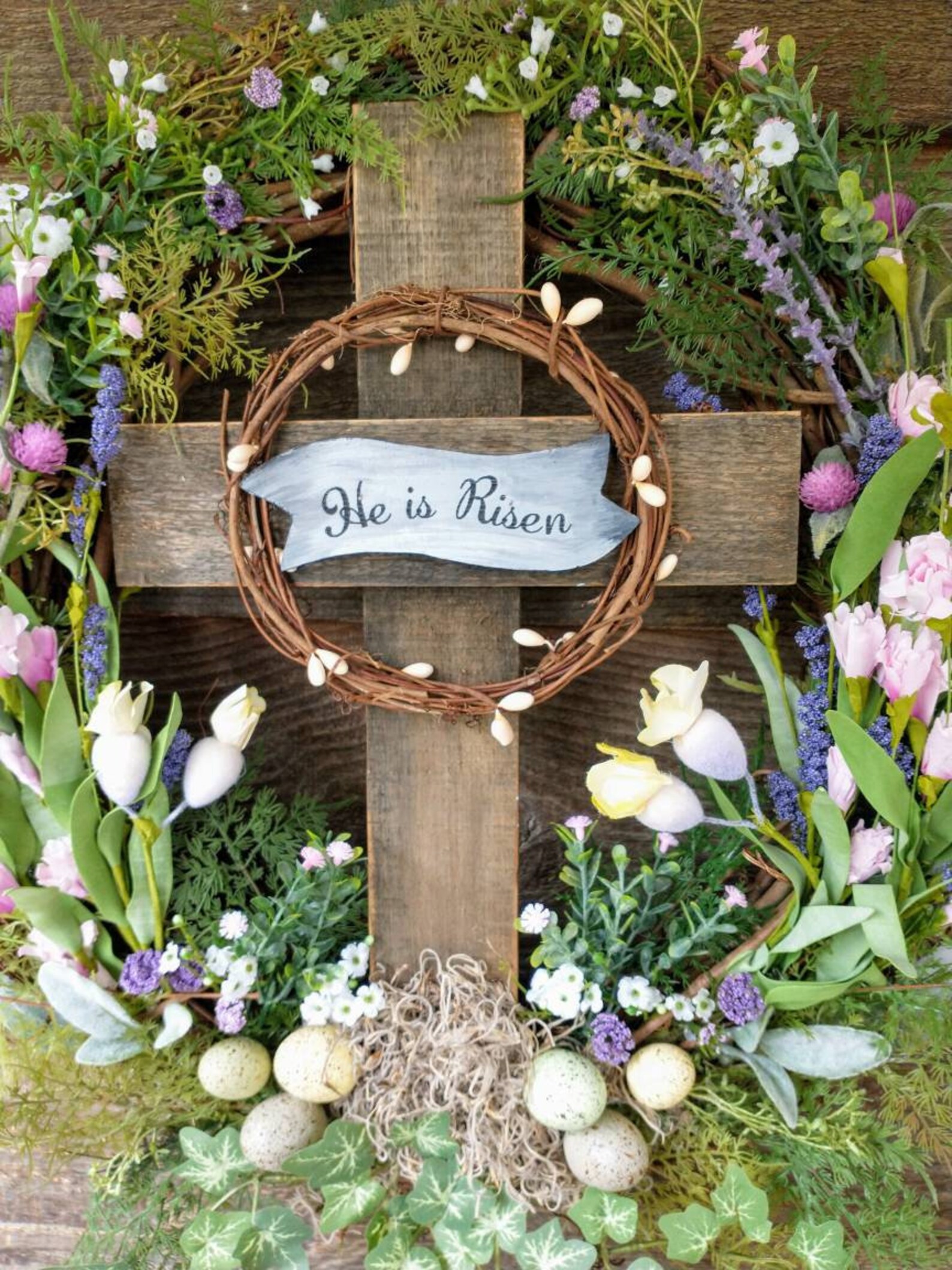 Easter Cross wreath Religious wreath Catholic Christian Etsy