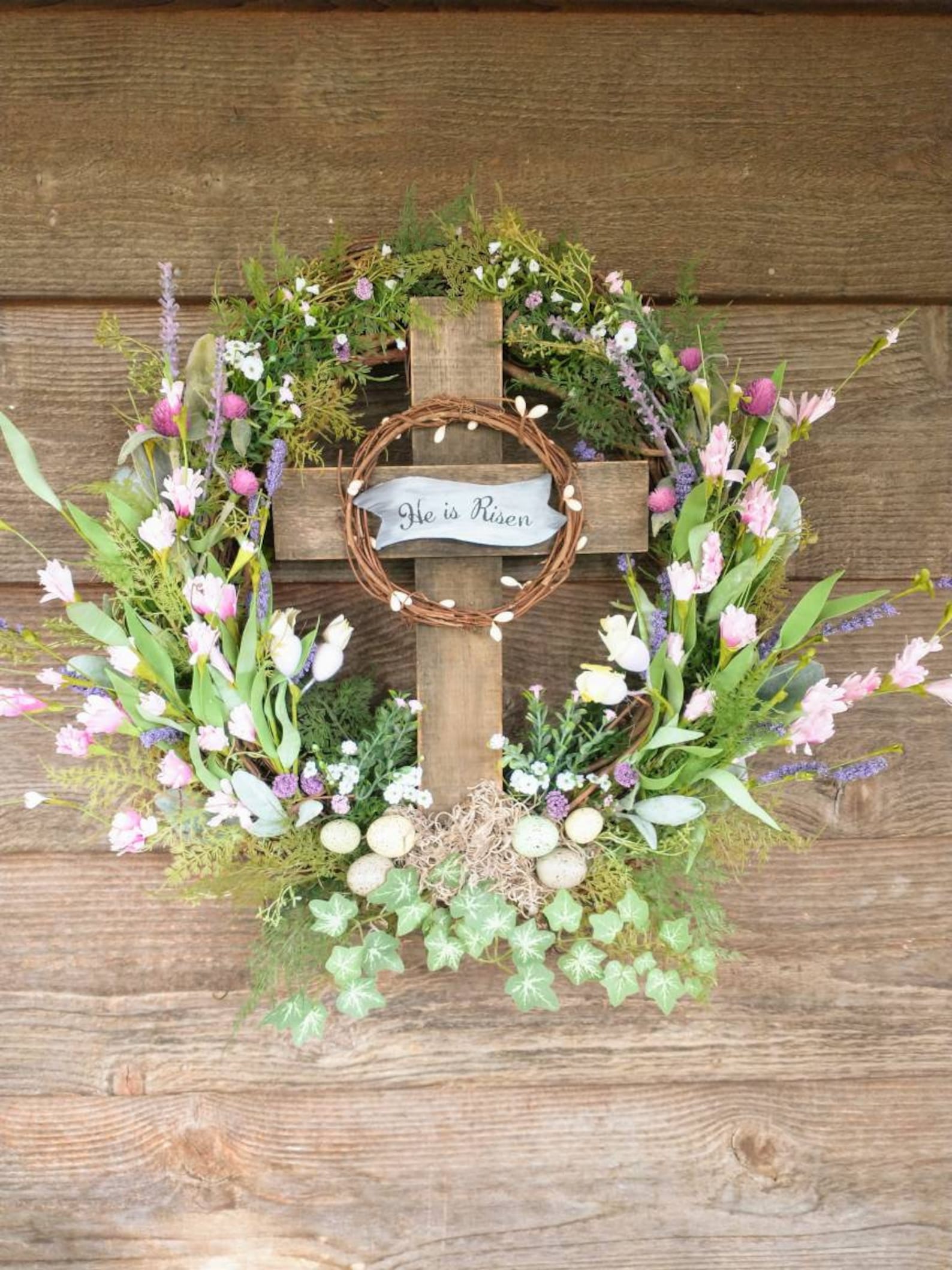 Easter Cross wreath Religious wreath Catholic Christian Etsy