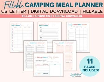 Fillable Camping Meal Planner, Fillable RV Meal Plan, Printable Meal Planner, Camping Menu Planner, RV Camping Meal Planner PDF