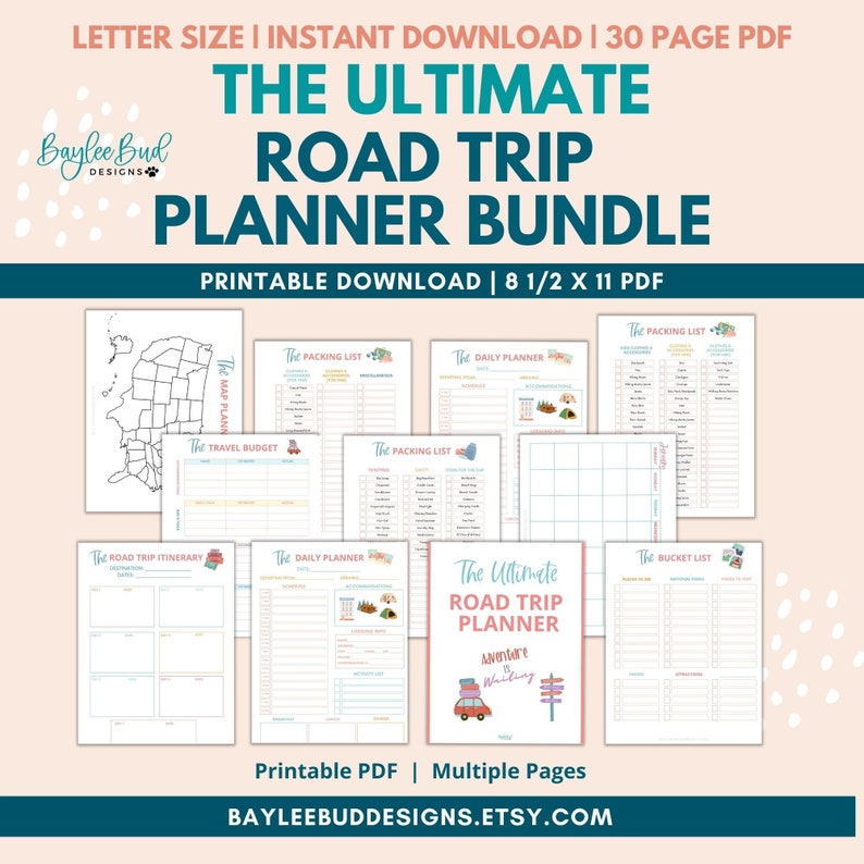 Ultimate Road Trip Planner Printable Road Trip Planner Bundle Family