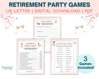 Retirement Games, Fun Retirement Party Games, Retirement Party Games, Retirement Games Printable, Office Party Games, Retiree Party Games