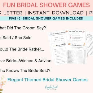 Elegant Bridal Shower Games, Wedding Shower Games, Bridal Party Games, Shower Games Bundle, Bride Groom Shower, Would Bride Rather image 6