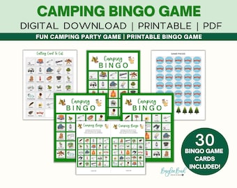 Camping Bingo Cards, Camping Bingo, Camping Bingo Cards For Kids, Camping Party Game, Camping Game, Printable Bingo Game, Camping Printable
