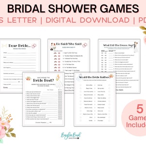 Elegant Bridal Shower Games, Wedding Shower Games, Bridal Party Games, Shower Games Bundle, Bride Groom Shower, Would Bride Rather image 2