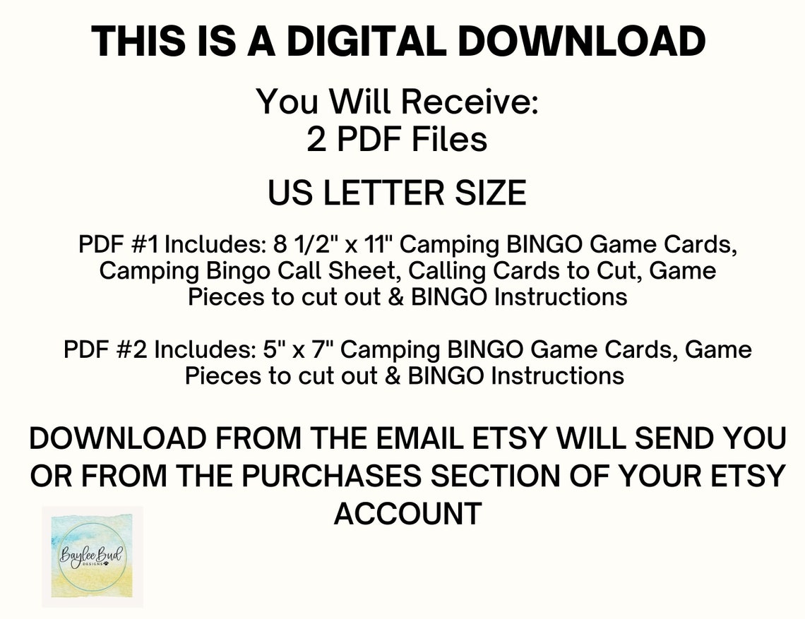Camping Bingo Cards, Camping Bingo, Camping Bingo Cards for Kids ...
