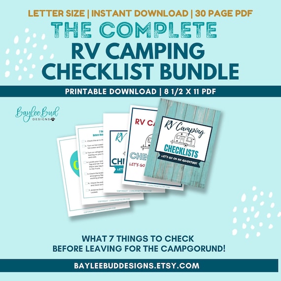 Printable RV Checklists, RV Departure Checklists, RV Kitchen And Pantry Checklist Printable, Weekly Meal Plan, Printable Camping Checklists