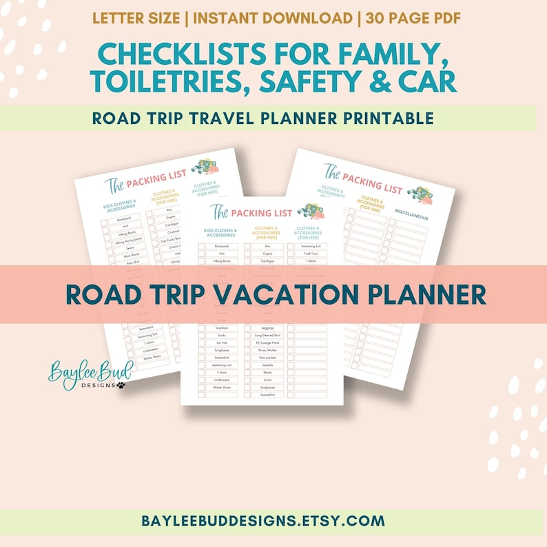 Ultimate Road Trip Planner, Printable Road Trip Planner Bundle, Family