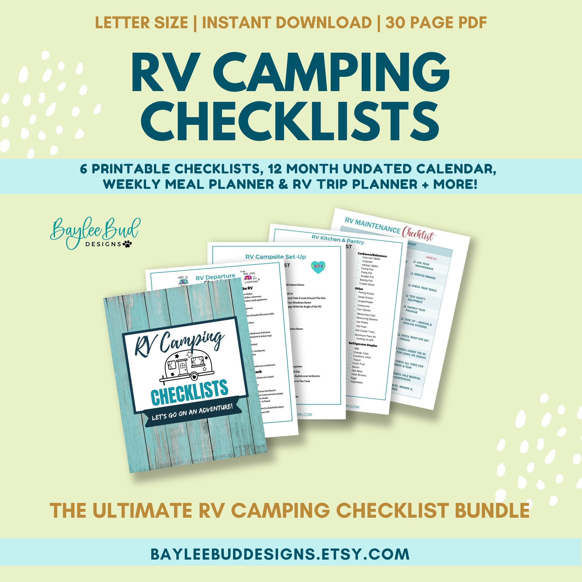 Printable RV Checklists RV Departure Checklists RV Kitchen Etsy