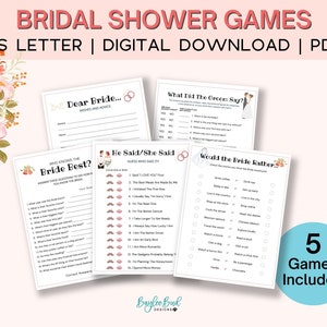 Elegant Bridal Shower Games, Wedding Shower Games, Bridal Party Games, Shower Games Bundle, Bride Groom Shower, Would Bride Rather image 1
