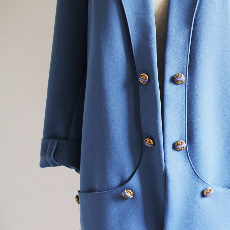 cobalt blue suit jacket blazer women/'s oversized french vintage 80s size m l