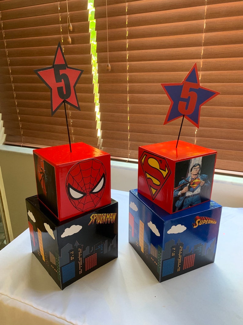 Superhero Inspired Centerpiece Superhero Centerpiece Marvel Etsy