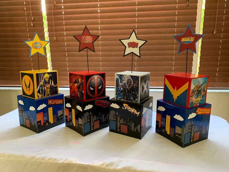 Superhero Inspired Centerpiece Superhero Centerpiece Marvel Etsy
