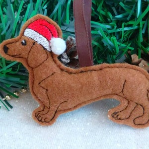 Christmas Dachshund christmas tree decoration machine embroidery file