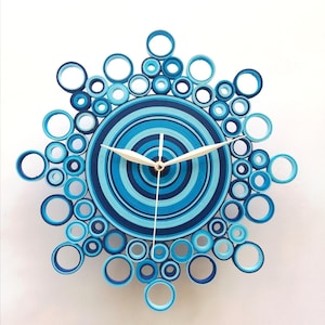 Orologio da Parete Blu, Orologio da Parete in Carta, Unico e Inusuale, Arredamento Parete, Regalo Unico per Lei e Lui, Orologio, Regalo Casa