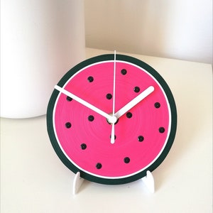 Table Clock, Watermelon Clock, Paper Clock, Desk Clock, Watermelon Decor, Fruit Decor Bianche - White