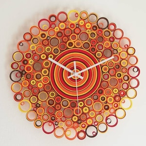 Orologio da parete, Orologio di carta, Orologio unico, Decorazione da parete cucina, Regalo inaugurazione casa, Arte Quilling, Made in Italy
