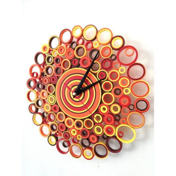 Wall Clock Paper Clock Unique Wall Clock Kitchen Decor Etsy