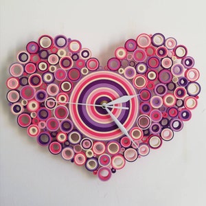 Orologio Cuore, Orologio da Parete, Orologio in Carta, Regalo Casa Nuova, Cameretta Bambina