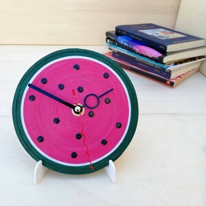 Table Clock, Watermelon Clock, Paper Clock, Desk Clock, Watermelon Decor, Fruit Decor Nere2 - Black2
